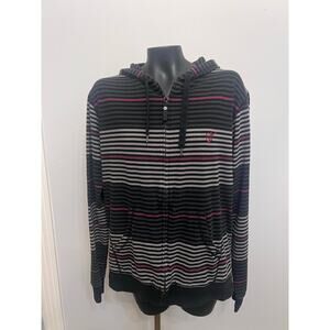 Vintage Vans Hoodie Men’s M 
Bk/GyRd Striped Y2K Skater Streetwear Grunge Indie